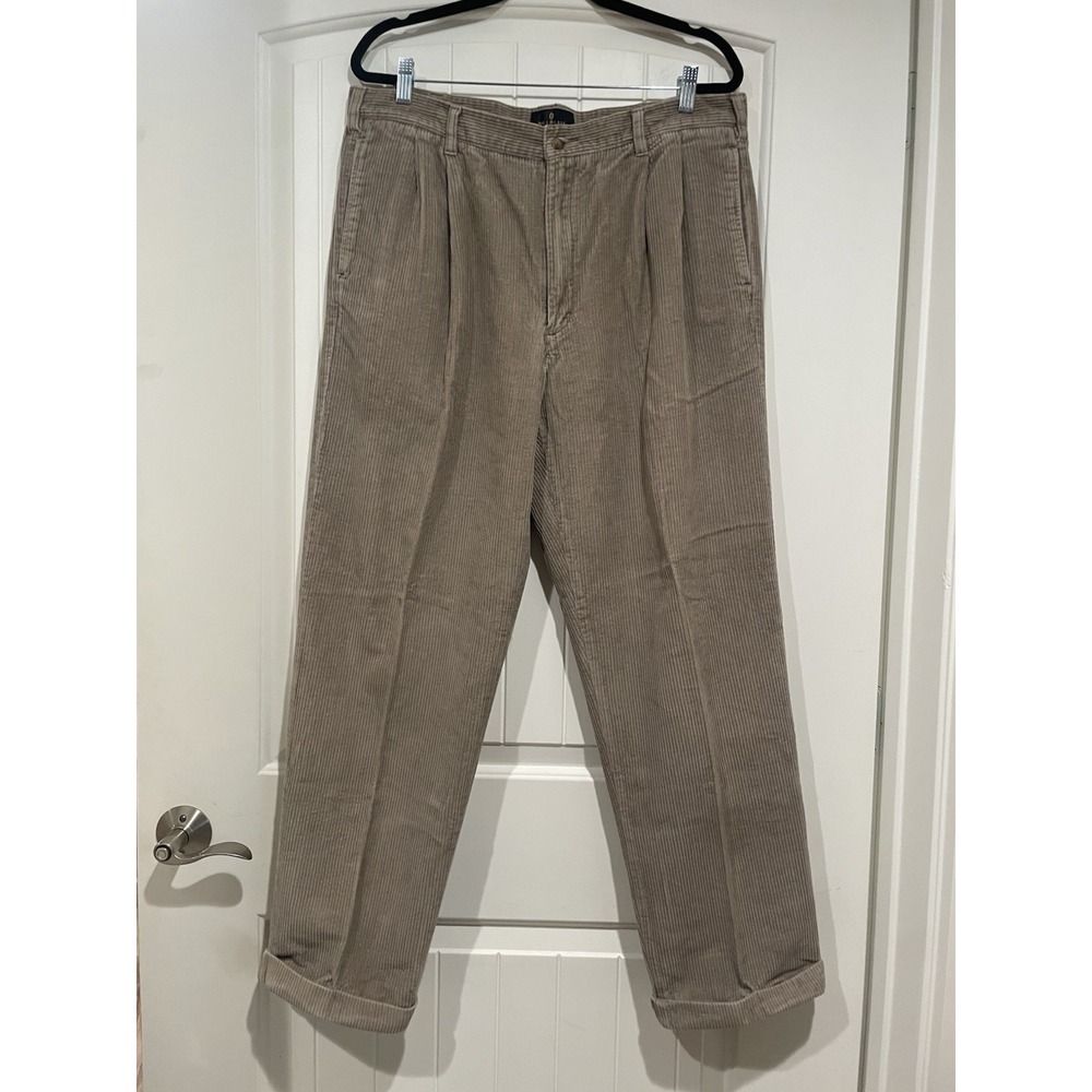Bill Blass Men's Corduroy Pants‎ Size 38x32 Tan Pleated Vintage